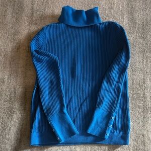 Talbots Vibrant Blue Ribbed Turtleneck Sweater XL